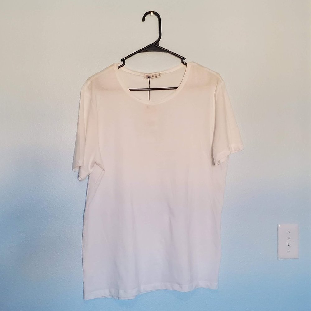 Zara Plain White T-shirt (M)